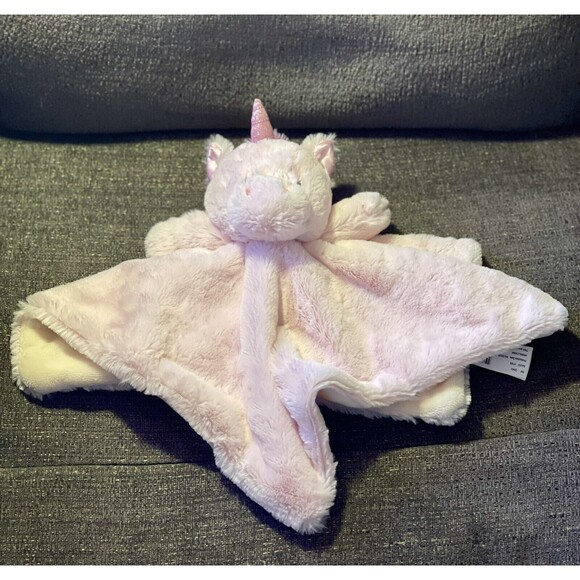 Kellytoy Lovey Baby Security Blanket Pink Fluffy Unicorn Rattle Square Soother - Picture 1 of 5